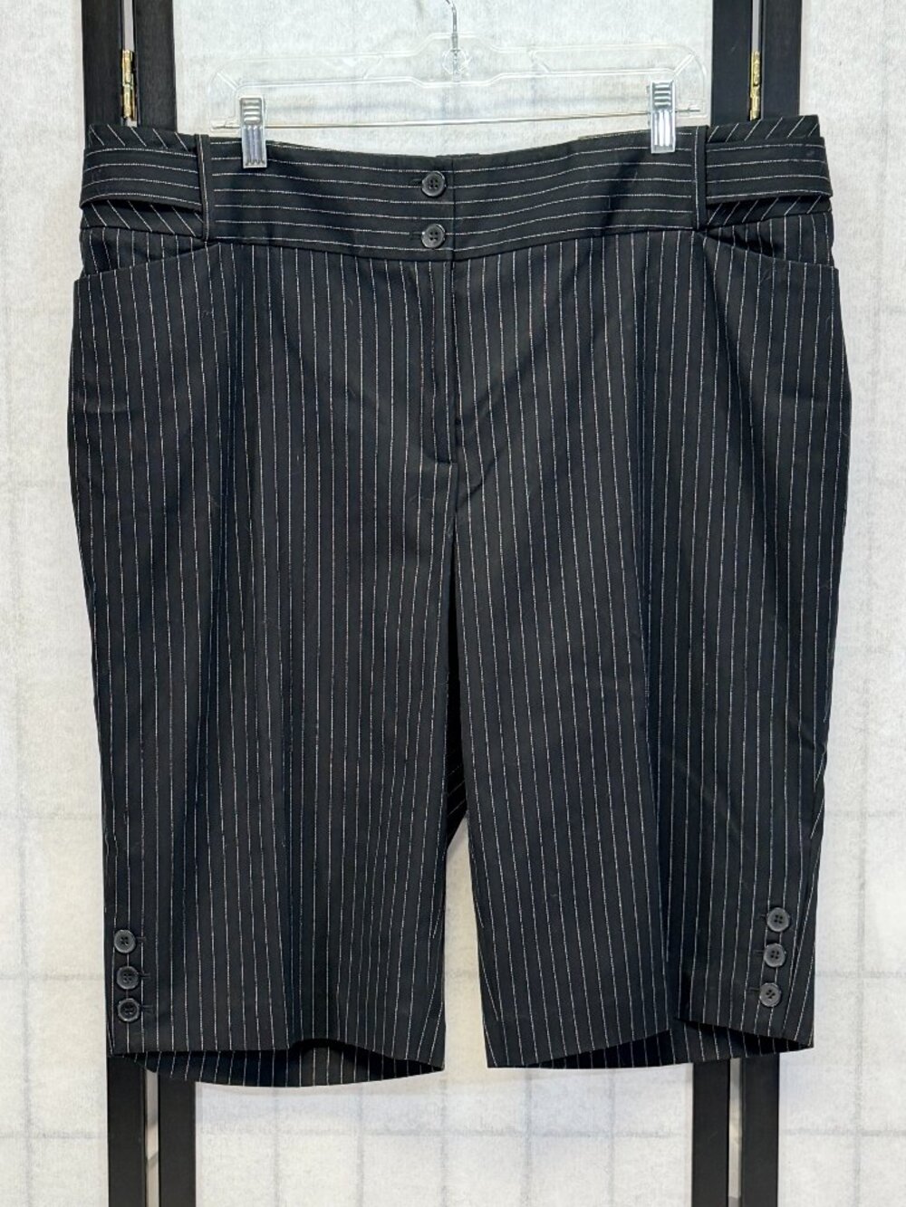 Lane Bryant 22 Pinstripe Black White Cropped Career Dress Slacks Trousers NWT